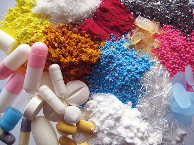 Pills and powders in many colors for pneumatic vacuum conveying by Volkmann